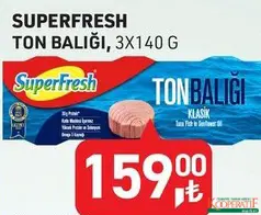 SuperFresh Ton Balığı 3x140 g - Koop Market kampanyası SuperFresh Ton Balığı 3x140 g - Koop Market'te sadece 159,00 TL