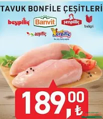 Beypiliç/Şenpiliç/Banvit/Erpiliç/Bakpi/Aspiliç Tavuk Bonfile Çeşitleri kg - Koop Market kampanyası Beypiliç/Şenpiliç/Banvit/Erpiliç/Bakpi/Aspiliç Tavuk Bonfile Çeşitleri kg - Koop Market'te sadece 189,00 TL