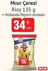 Rixy Hollanda Peynir Aromalı Mısır Çerezi 135 g - BİM'de 34,00 TL