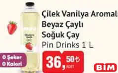 Pin Drinks Çilek Vanilya Aromalı Beyaz Çaylı Soğuk Çay 1 l - BİM'de 36,50 TL