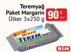 Ülker Teremyağ Paket Margarin 3x250 g - BİM'de 90,00 TL