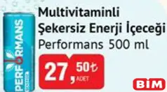 Performans Multivitaminli Şekersiz Enerji İçeceği 500 ml - BİM'de 27,50 TL