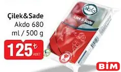Akdo Çilek&Sade Dondurma 680 ml/500 g - BİM'de 125,00 TL