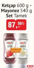 Tamek Ketçap 600 g + Mayonez 540 g - BİM'de 87,50 TL