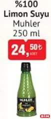 Muhler %100 Limon Suyu 250 ml - BİM'de 24,50 TL