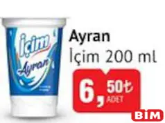 İçim Ayran 200 ml - BİM'de 6,50 TL