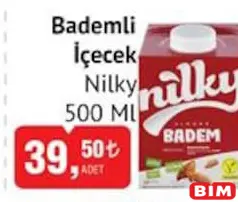 Nilky Bademli İçecek 500 ml - BİM'de 39,50 TL