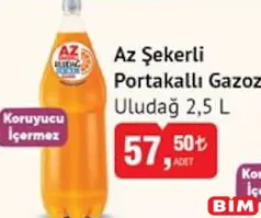 Uludağ Az Şekerli Portakallı Gazoz 2,5 L - BİM'de 57,50 TL