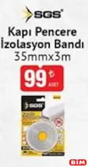 Sgs Kapı Pencere İzolasyon Bandı 35 mmx3 m Sgs Kapı Pencere İzolasyon Bandı 35 mmx3 m - BİM'de 99,00 TL