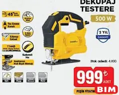 Sgs Dekupaj Testere 500 W Sgs Dekupaj Testere 500 W - BİM'de 999,00 TL