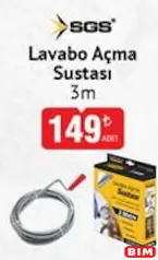 Sgs Lavabo Açma Sustası 3 m Sgs Lavabo Açma Sustası 3 m - BİM'de 149,00 TL