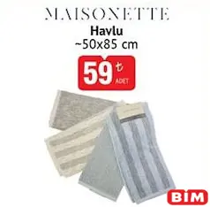 Maisonette Havlu 50x85 cm Çeşitleri Maisonette Havlu 50x85 cm Çeşitleri - BİM'de 59,00 TL