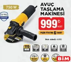Sgs Avuç Taşlama Makinesi 750 W Sgs Avuç Taşlama Makinesi 750 W - BİM'de 999,00 TL