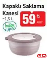 Hobby Life Kapaklı Saklama Kasesi 1,3 l Hobby Life Kapaklı Saklama Kasesi 1,3 l - BİM'de 59,00 TL