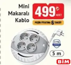 Mini Makaralı Kablo 5 m Mini Makaralı Kablo 5 m - BİM'de 499,00 TL