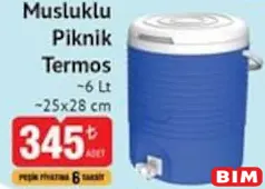 Musluklu Piknik Termos 6 lt Musluklu Piknik Termos 6 lt - BİM'de 345,00 TL