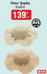 Ören Bayan Kadın Hasır Şapka Ören Bayan Kadın Hasır Şapka - BİM'de 139,00 TL