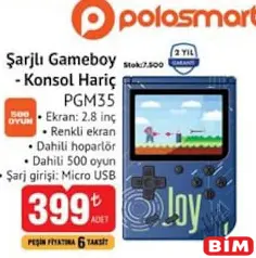 Polosmart Şarjlı Gameboy-Konsol Hariç PGM35 Polosmart Şarjlı Gameboy-Konsol Hariç PGM35 - BİM'de 399,00 TL