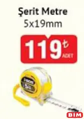 Sgs Şerit Metre 5x19 mm Sgs Şerit Metre 5x19 mm - BİM'de 119,00 TL