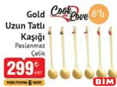 Cook Love Gold Uzun Tatlı Kaşığı 6'lı Cook Love Gold Uzun Tatlı Kaşığı 6'lı - BİM'de 299,00 TL