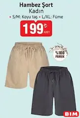 Kadın Hambez Şort Kadın Hambez Şort - BİM'de 199,00 TL
