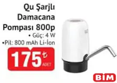 Qu Şarjlı Damacana Pompası 800P Qu Şarjlı Damacana Pompası 800P - BİM'de 175,00 TL