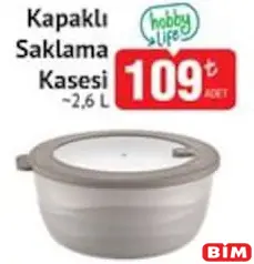 Hobby Life Kapaklı Saklama Kasesi 2,6 l Hobby Life Kapaklı Saklama Kasesi 2,6 l - BİM'de 109,00 TL