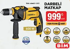 Sgs Darbeli Matkap 600 W Sgs Darbeli Matkap 600 W - BİM'de 999,00 TL