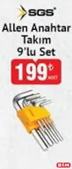 Sgs Allen Anahtar Takım 9'lu Set Sgs Allen Anahtar Takım 9'lu Set - BİM'de 199,00 TL