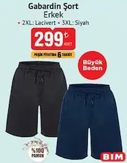 Erkek Gabardin Şort Erkek Gabardin Şort - BİM'de 299,00 TL