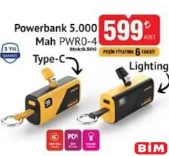 Polosmart Powerbank 5.000 Mah PWR0-4 Type-C/Lighting Polosmart Powerbank 5.000 Mah PWR0-4 Type-C/Lighting - BİM'de 599,00 TL