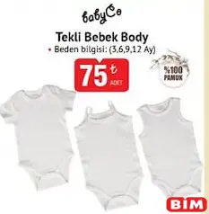 BabyCo Tekli Bebek Body BabyCo Tekli Bebek Body - BİM'de 75,00 TL