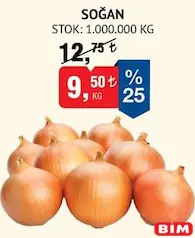 Soğan Kg Soğan Kg - BİM'de 9,50 TL