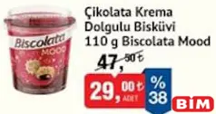 Biscolata Mood Çikolata Krema Dolgulu Bisküvi 110 g Biscolata Mood Çikolata Krema Dolgulu Bisküvi 110 g - BİM'de 29,00 TL
