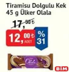 Ülker Olala Tiramisu Dolgulu Kek 45 g Ülker Olala Tiramisu Dolgulu Kek 45 g - BİM'de 12,00 TL