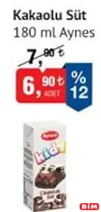 Aynes Kakaolu Süt 180 ml Aynes Kakaolu Süt 180 ml - BİM'de 6,90 TL