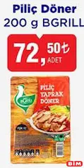 Bgrill Piliç Döner 200 g Bgrill Piliç Döner 200 g - BİM'de 72,50 TL