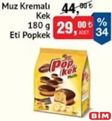 Eti Popkek Muz Kremalı Kek 180 g Eti Popkek Muz Kremalı Kek 180 g - BİM'de 29,00 TL