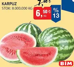 Karpuz kg Karpuz kg - BİM'de 6,50 TL