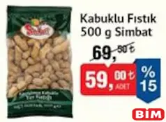 Simbat Kabuklu Fıstık 500 g Simbat Kabuklu Fıstık 500 g - BİM'de 59,00 TL