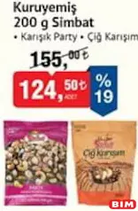 Simbat Kuruyemiş 200 g Simbat Kuruyemiş 200 g - BİM'de 124,50 TL