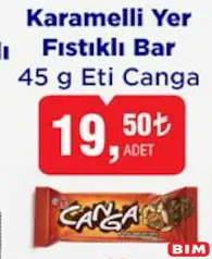 Eti Canga Yer Fıstıklı Çikolata Bar 45 g Eti Canga Yer Fıstıklı Çikolata Bar 45 g - BİM'de 19,50 TL