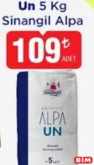Sinangil Alpa Un 5 kg Sinangil Alpa Un 5 kg - BİM'de 109,00 TL