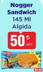 Algida Nogger Sandwich Dondurma 145 ml Algida Nogger Sandwich Dondurma 145 ml - BİM'de 50,00 TL
