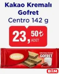 Centro Kakao Kremalı Gofret 142 g Centro Kakao Kremalı Gofret 142 g - BİM'de 23,50 TL