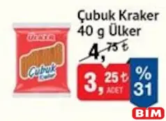Ülker Çubuk Kraker 40 g Ülker Çubuk Kraker 40 g - BİM'de 3,25 TL