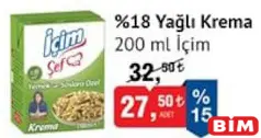 İçim %18 Yağlı Krema 200 ml İçim %18 Yağlı Krema 200 ml - BİM'de 27,50 TL