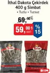 Simbat İthal Dakota Çekirdek 400 g Simbat İthal Dakota Çekirdek 400 g - BİM'de 59,00 TL