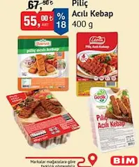Piliç Acılı Kebap 400 g Piliç Acılı Kebap 400 g - BİM'de 55,00 TL