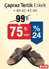 Çapraz Terlik Erkek Çapraz Terlik Erkek - BİM'de 75,00 TL